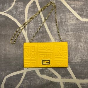 Fendi Nappa Logo Embossed Long Wallet on a Chain